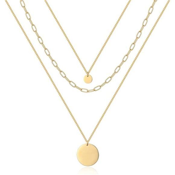 Homotor 18K Gold Disc Necklace for Women Layering Dainty Coin Pendant Necklaces - Picture 1 of 7